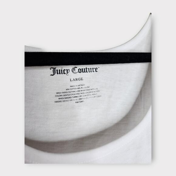 NEW Juicy Couture Bride Tank Top White Silver Foil Women's Size Large - Picture 3 of 5